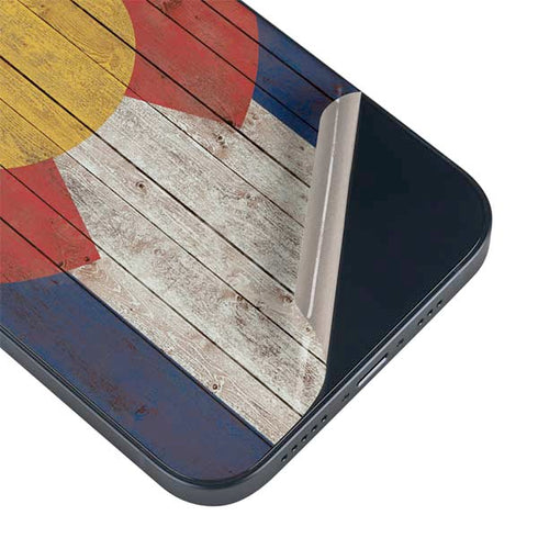 Colorado Flag Dark Wood iPhone 14 Plus Skin